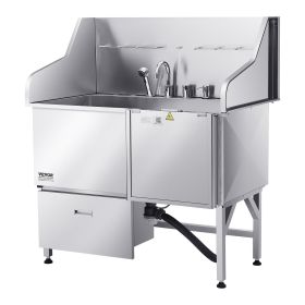 304 Stainless Steel Dog Washing Station, 50 Inch Pet Grooming Tub with Non-Slip Low-Slope Ramp, Storage Drawer, Hot & Cold Faucet 304 Stainless Steel Dog Washing Station, 50 Inch Pet Grooming Tub with Non-Slip Low-Slope Ramp, Storage Drawer, Hot & Cold Faucet